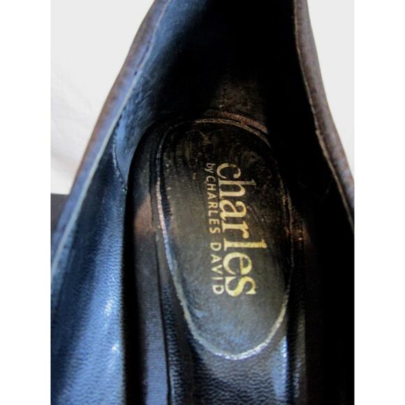 EUC!! Charles David Black Satin Bow Peep Toe Platform High Heels Size Women Sz 7 - Picture 5 of 10
